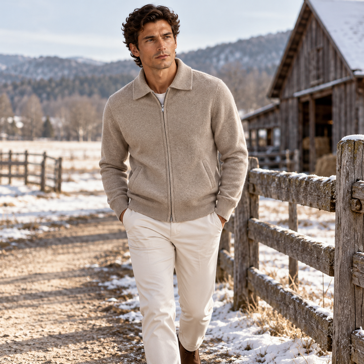 The Roma Men's Luxury Knitted Wool Zip Cardigan