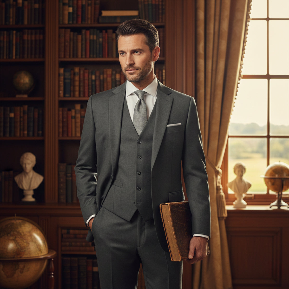 The Trebbiano Men’s 3 Piece Suit – Elegant Slim Fit Formal Tuxedo Set