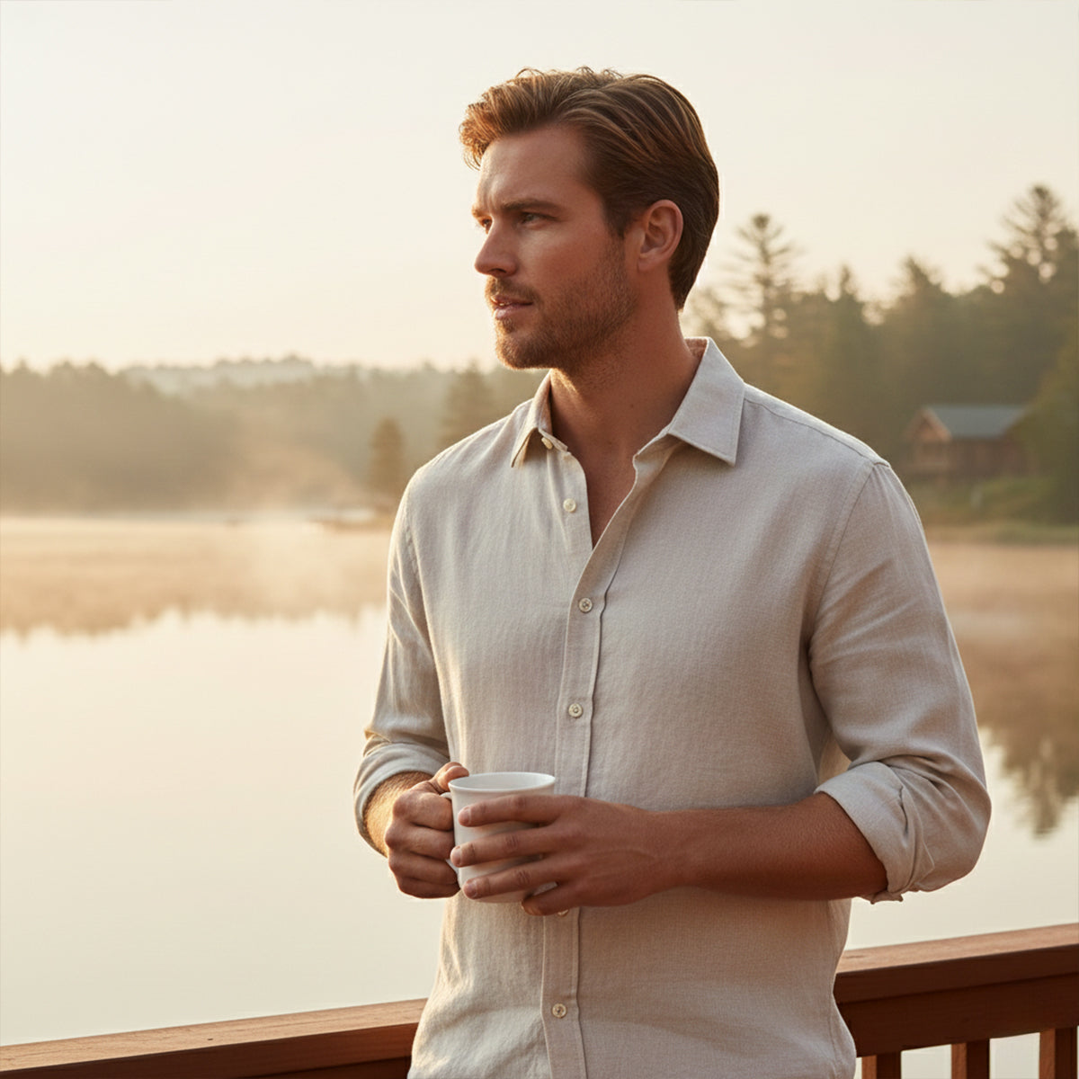 The Rovato Men's Lightweight Long Sleeve Button Shirt