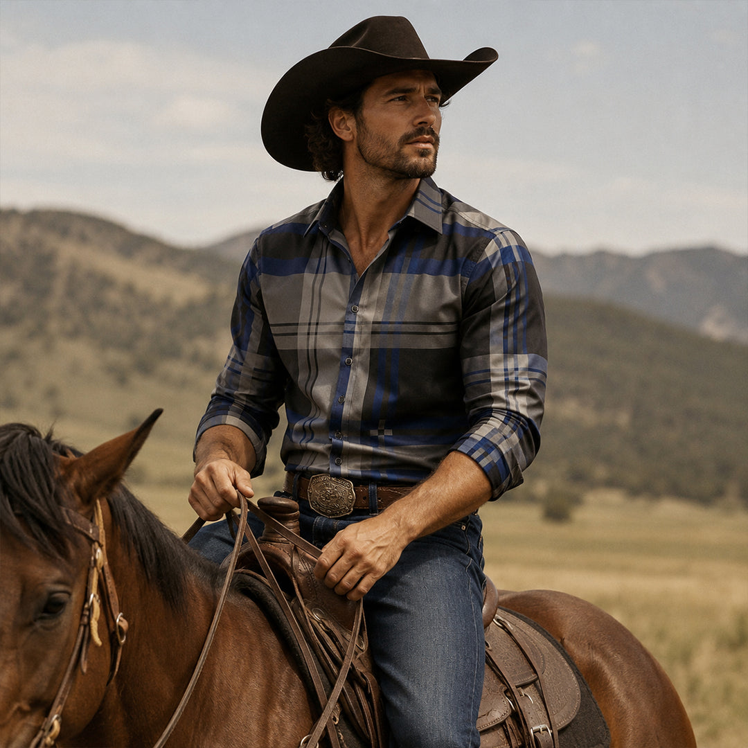 The Livorno Men’s Western Style Shirt Cowboy Print Trendy Shirt