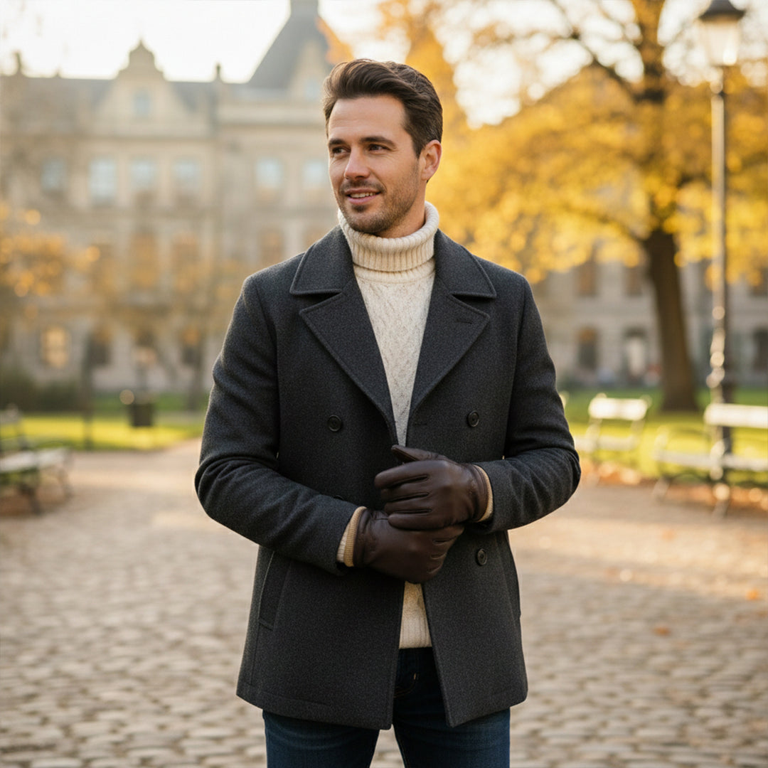 The Palermo Men's Faux Leather Wool Lined Winter Driving Gloves