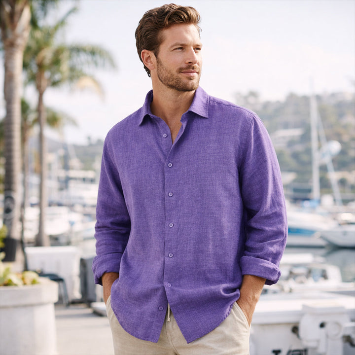 The Kensington Men’s Lightweight Loose Fit Linen Button Up Shirt