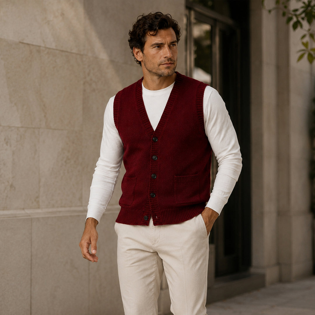 Men’s Smart Casual Button Front Knit Vest