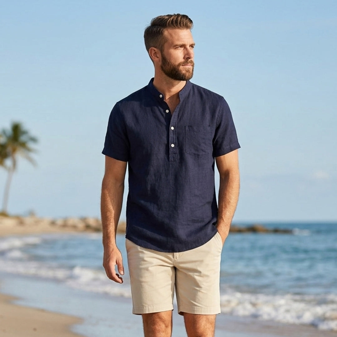 The Assisi Men’s Cotton Stand Collar Henley Shirt