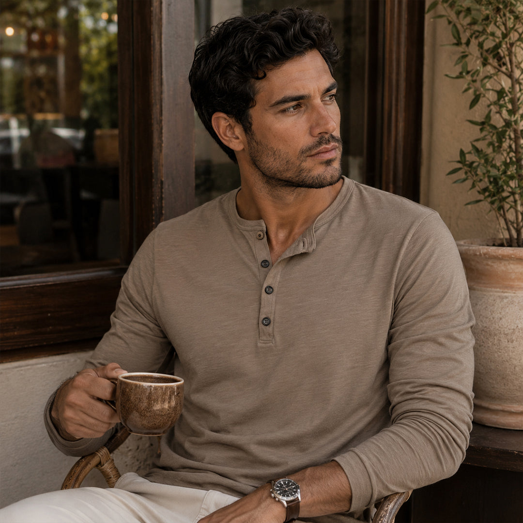 The Cromwell Long sleeve Cotton Polo for Men