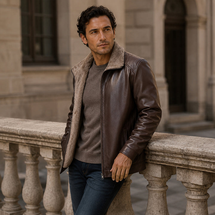 Men’s Winter Fleece Lined Faux Leather Jacket