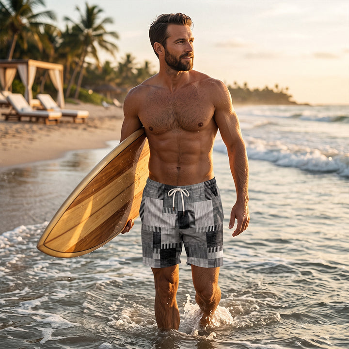 The Stratford Men’s Casual Drawstring Checked Summer Shorts