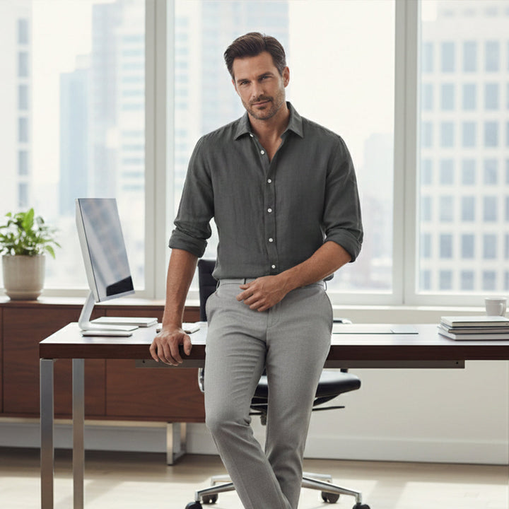 The Carlisle Men’s Breathable Relaxed Fit Cotton Linen Shirt