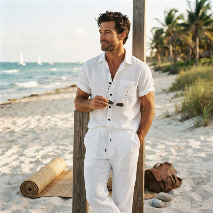 The Brookcrest Ridge Men’s Cotton Casual Summer Set – Shirt & Pants