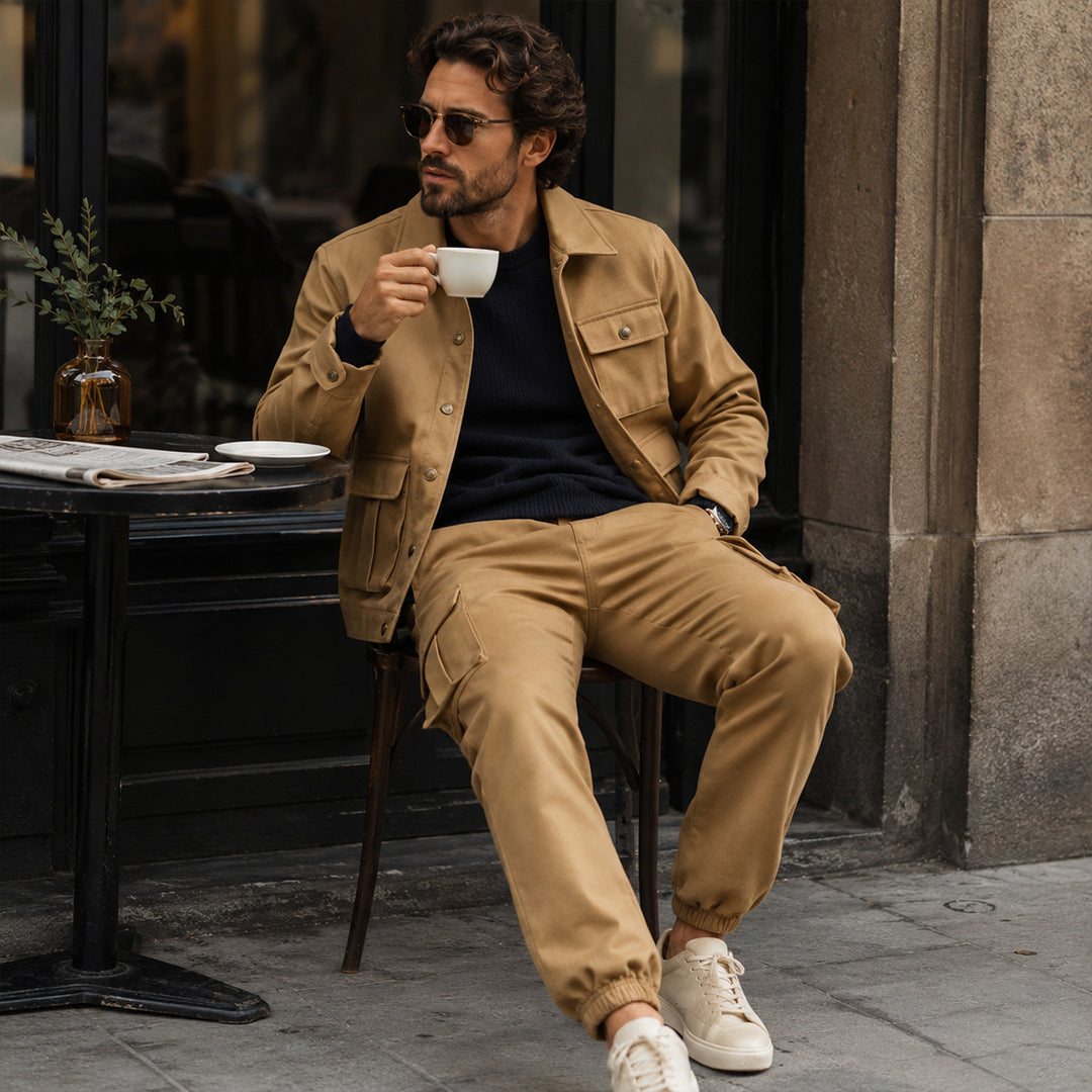 The Mantova Men’s Trendy Utility Cargo Set – Jacket and Pants