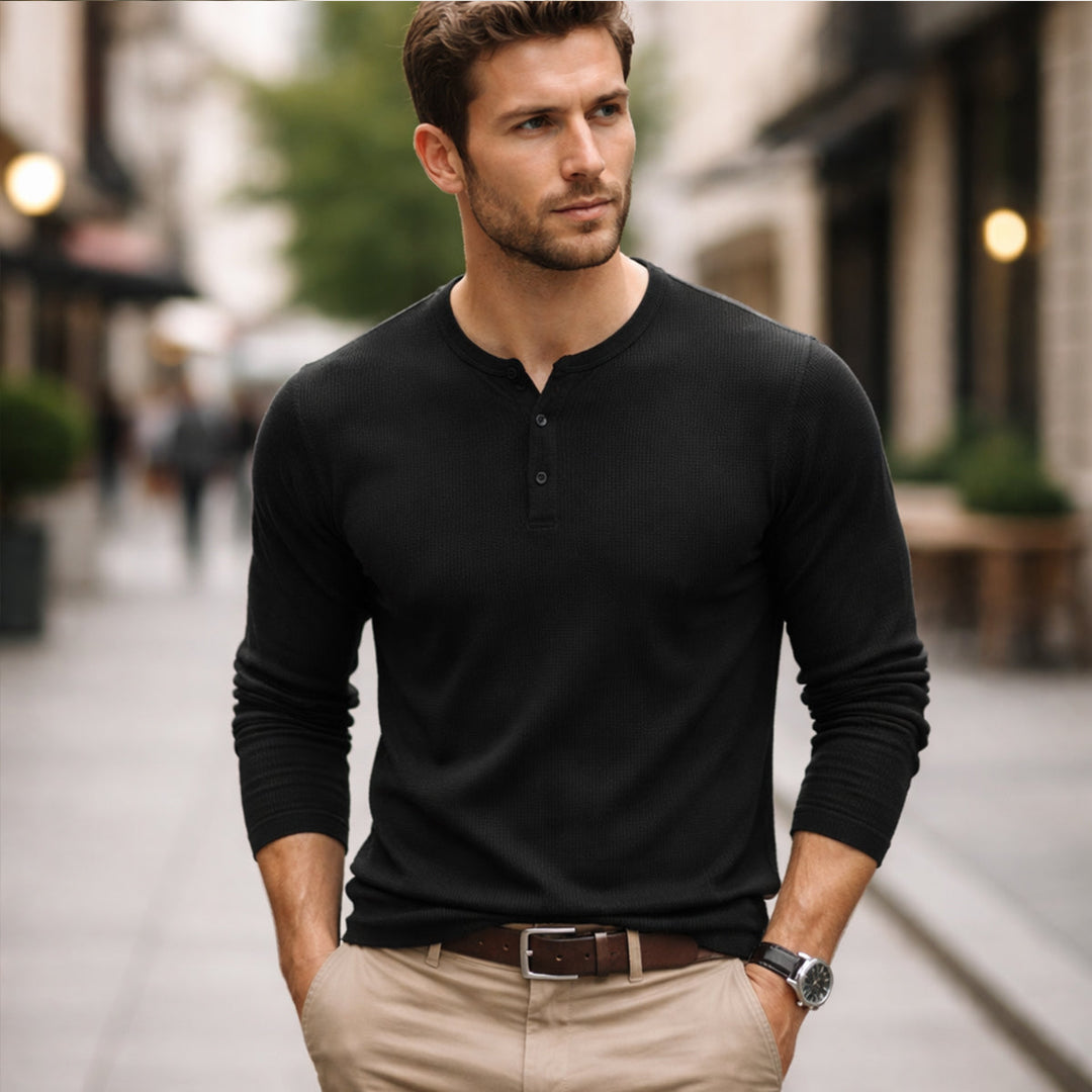 The Pinecrest Creek Men’s Casual Waffle Henley Thermal Shirt
