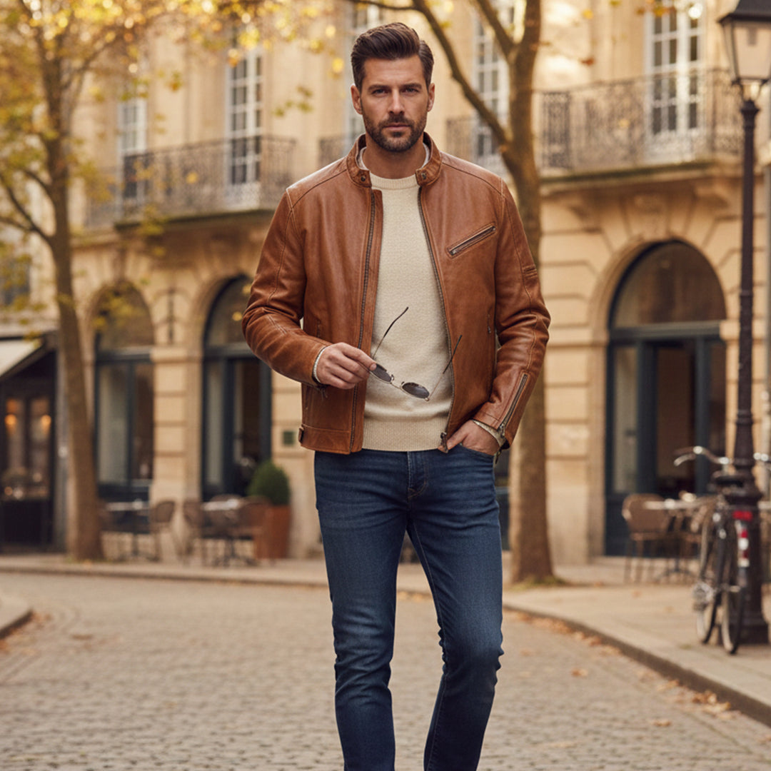 The Brooklyn Faux Leather Biker Jacket – Men’s Classic Motorcycle Style