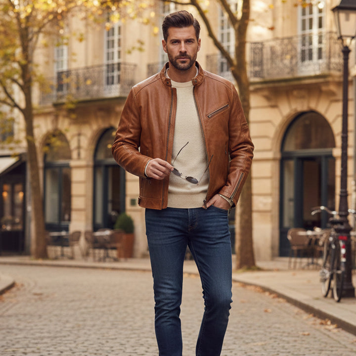 The Brooklyn Faux Leather Biker Jacket – Men’s Classic Motorcycle Style