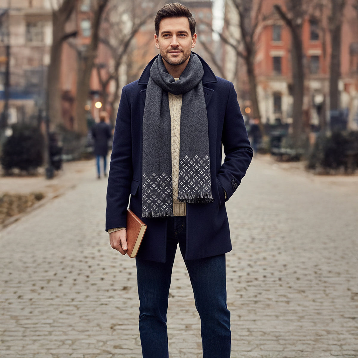 The Champs Élysées Cashmere Merino Scarf for Men - Black