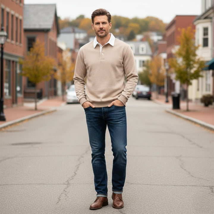 The Chelsea Men’s Long Sleeve Polo – Classic Knit Shirt