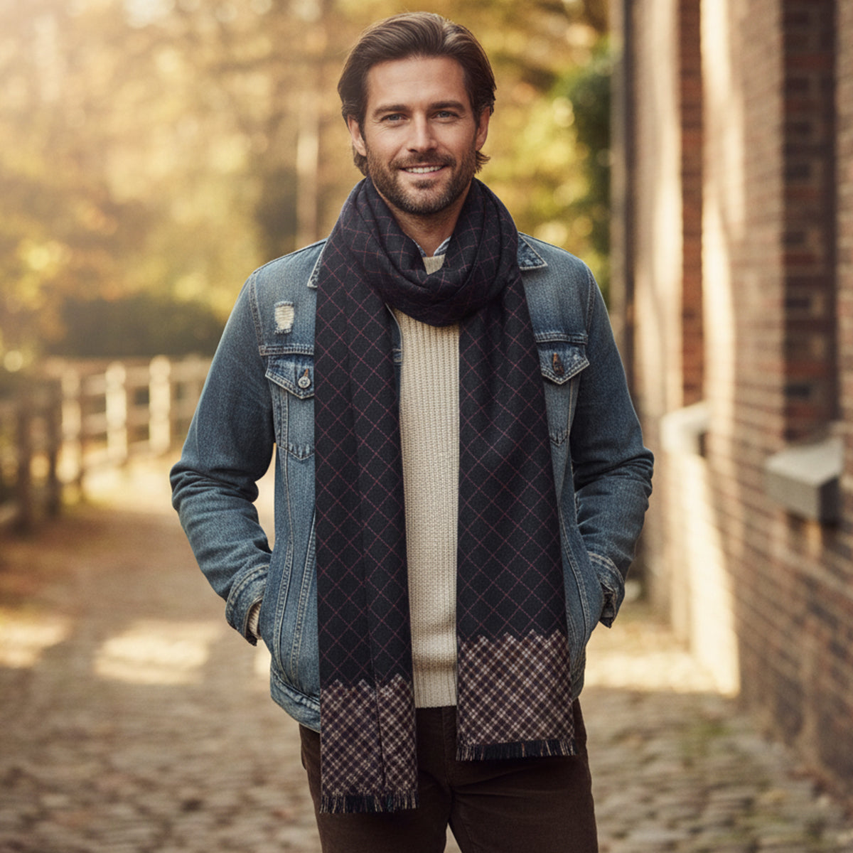 The Champs Élysées Cashmere Merino Scarf for Men - Black