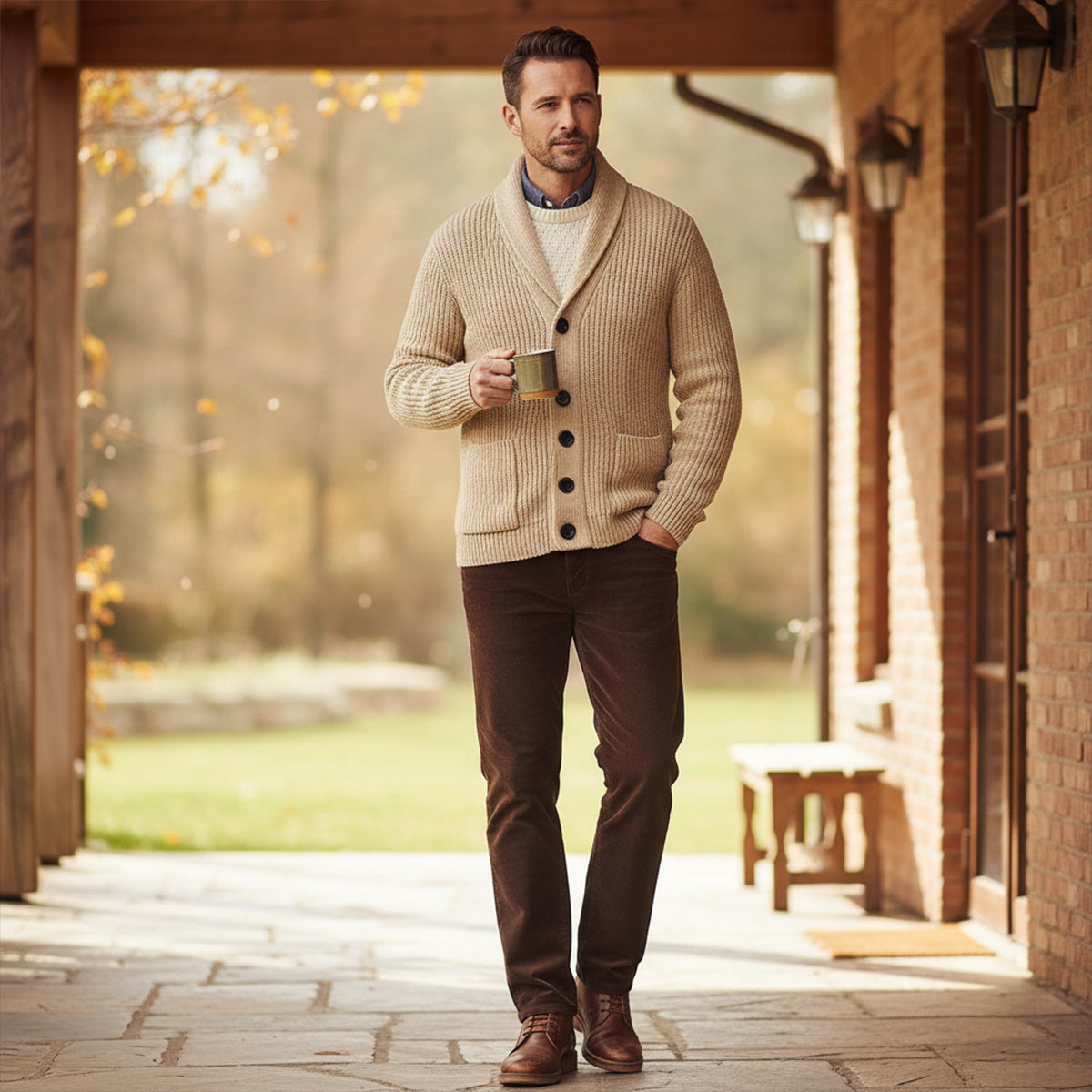 The Venezia Men’s Shawl Collar Chunky Knit Cardigan