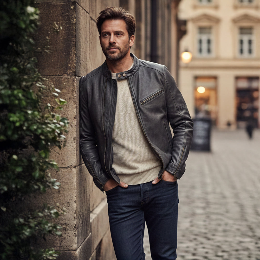 The Brooklyn Faux Leather Biker Jacket – Men’s Classic Motorcycle Style