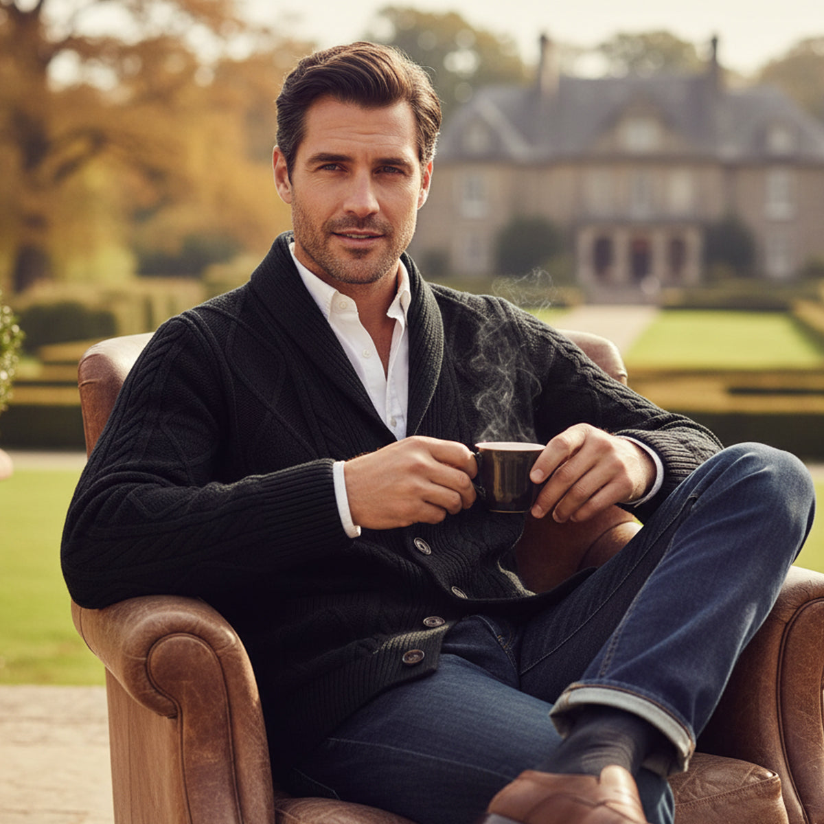 The Winchester 100% Cashmere Cardigan for Men