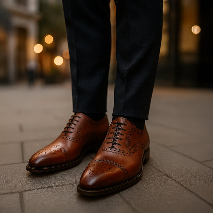 The Malcesine Men’s Faux Leather Dress Shoes – Cowhide Formal Dress Shoes