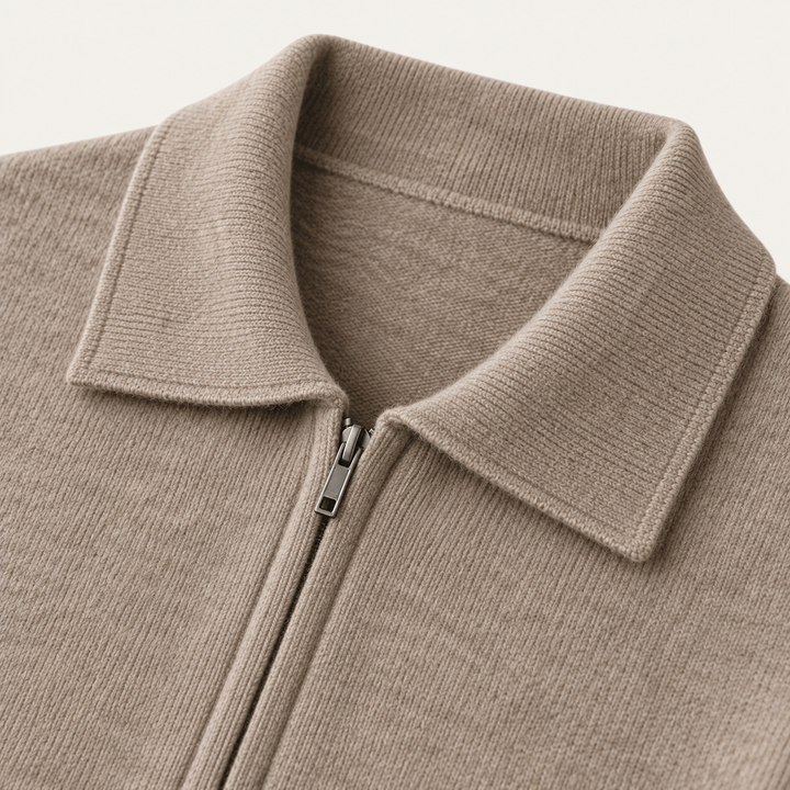 The Roma Men's Luxury Knitted Wool Zip Cardigan