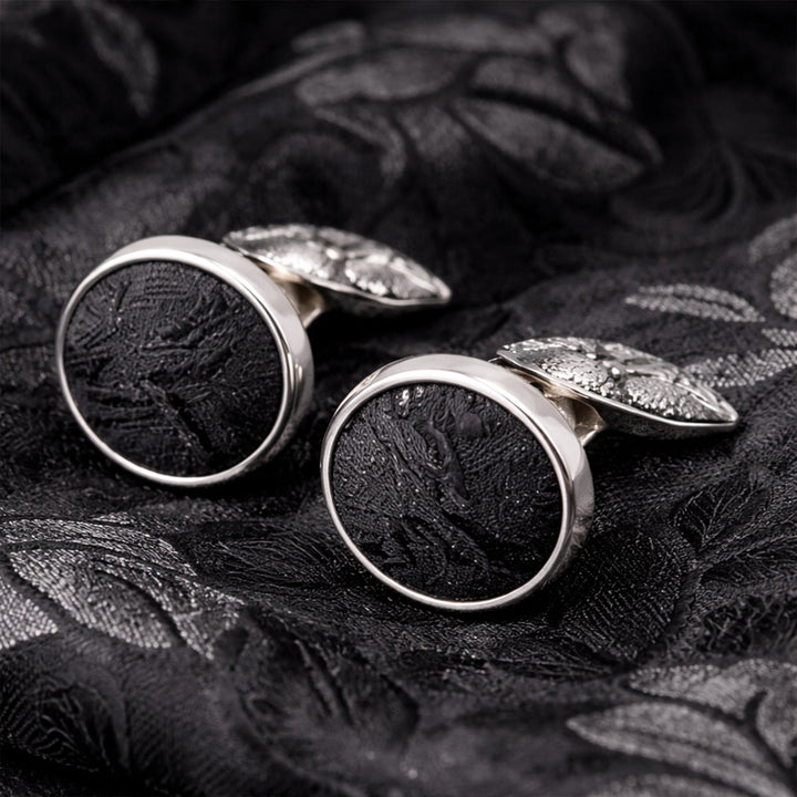 The Ashbury Men’s Bow Tie with Pocket Square & Cufflinks Set – Black Paisley