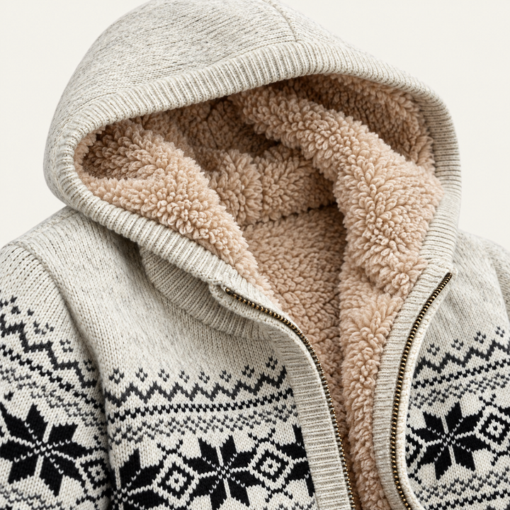 The Porto Azzurro Men’s Knit Zip Up Jacket with Nordic Pattern