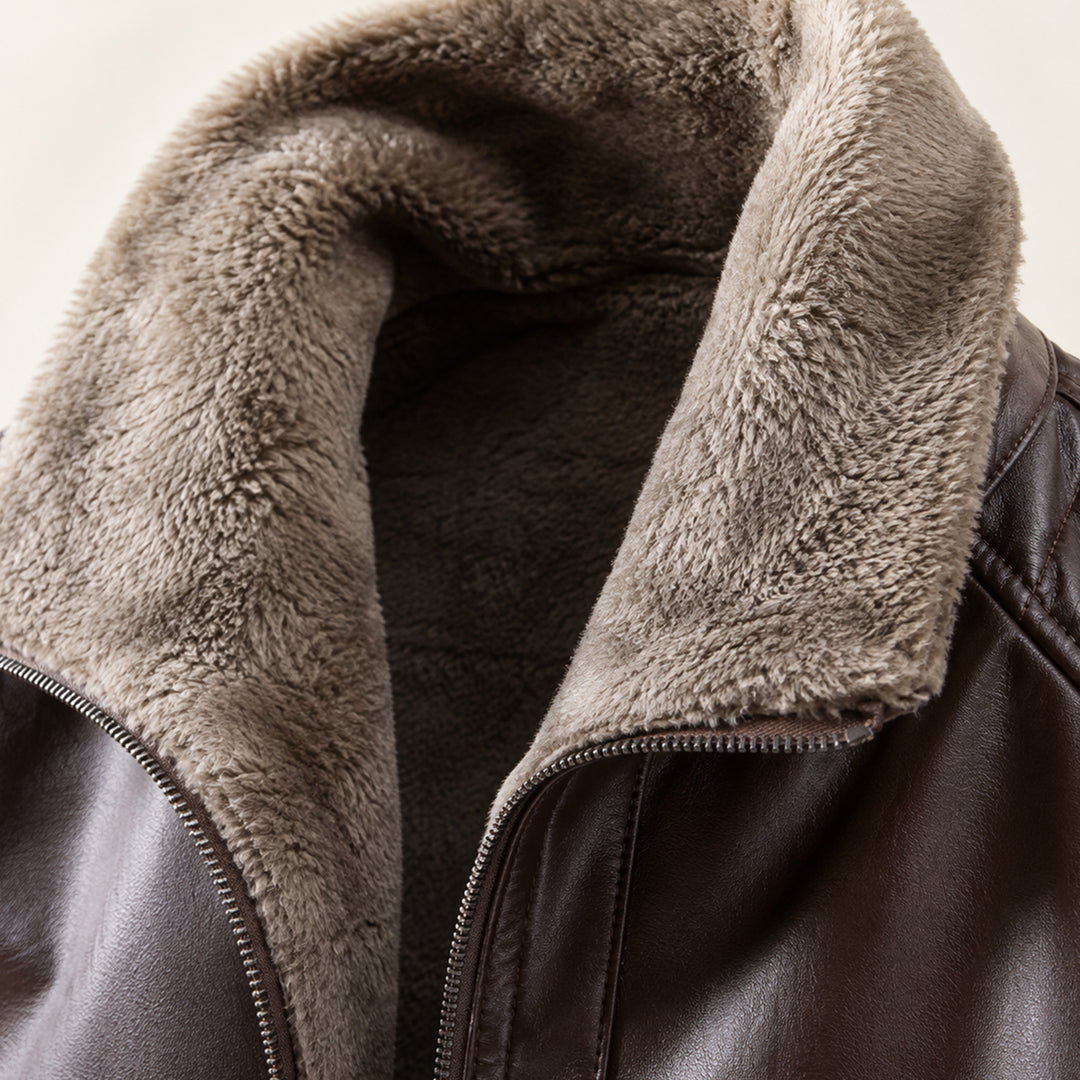 Men’s Winter Fleece Lined Faux Leather Jacket