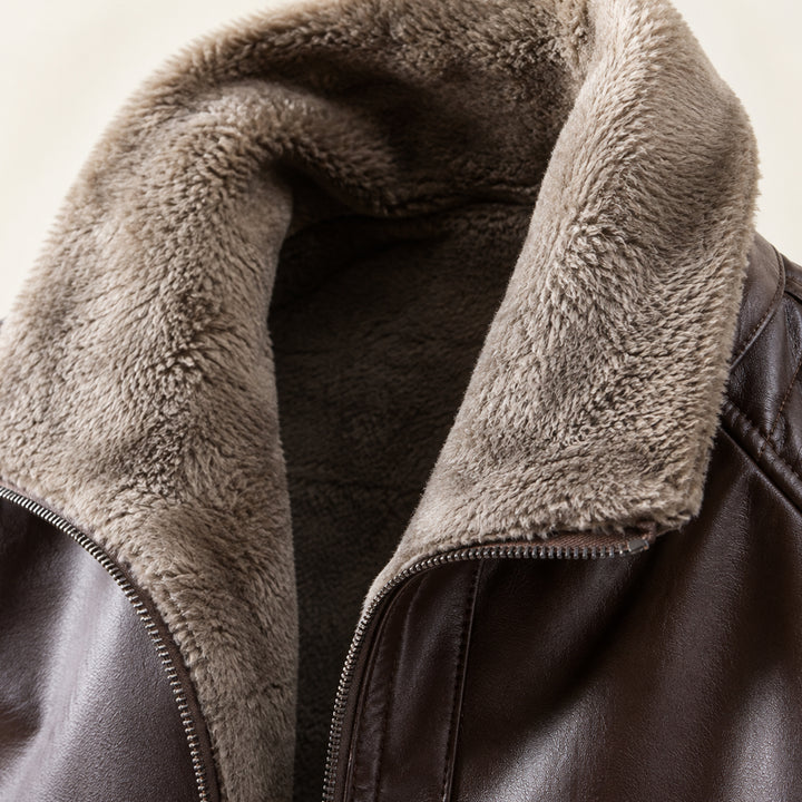 Men’s Winter Fleece Lined Faux Leather Jacket