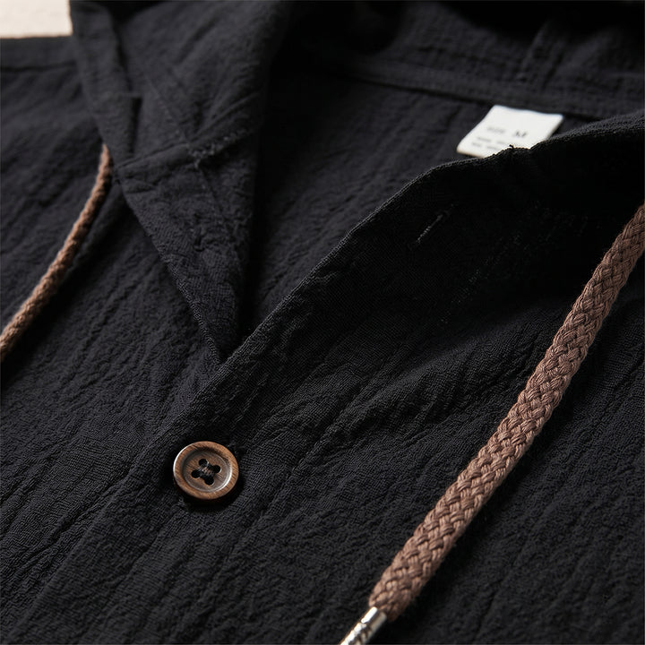 The Glenrock Men’s Cotton Linen Hooded Drawstring Casual Top