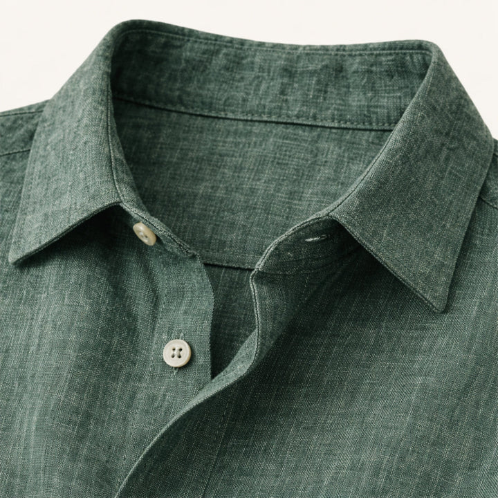 The Meadowfall Men’s Casual Loose Fit Linen Button Up Shirt
