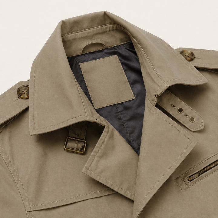 The Riomaggiore Men's Slim Notched Collar Single Breasted Trench Coat
