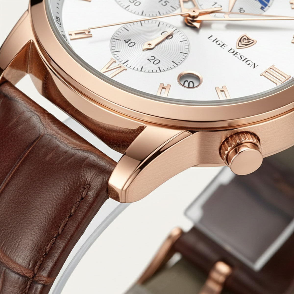 The Geneva Men's Luxury Quartz Chronograph Watch – Premium Leather Strap