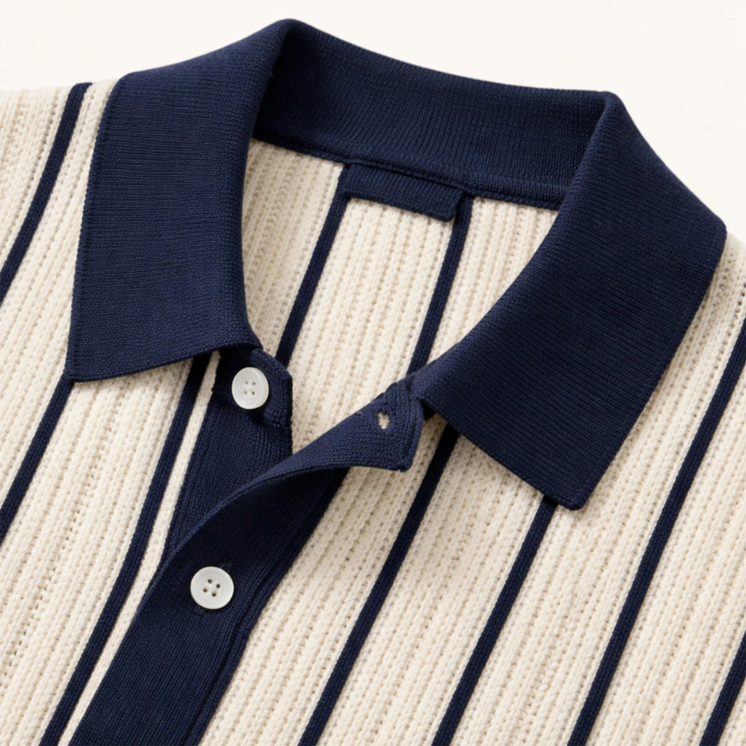 The Belgravia Men’s Smart Casual Striped Knit Polo Shirt