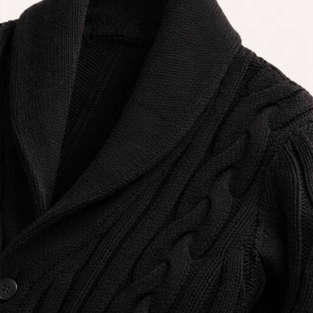 The Florence Men’s Winter Button Up Cable Knit Shawl Collar Cardigan