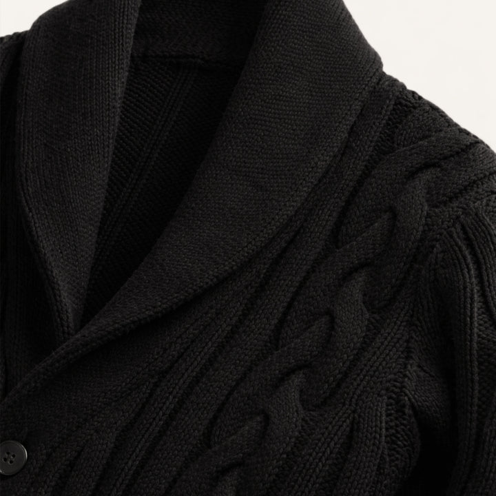 The Florence Men’s Winter Button Up Cable Knit Shawl Collar Cardigan