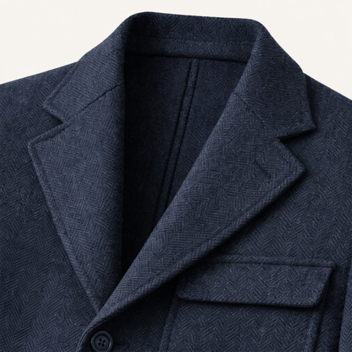 The Portofino Men’s Elegant 3 Piece Tweed Suit – Herringbone Blazer, Waistcoat & Pants
