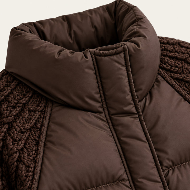 Women's Cable Knit Sleeve Puffer Jacket