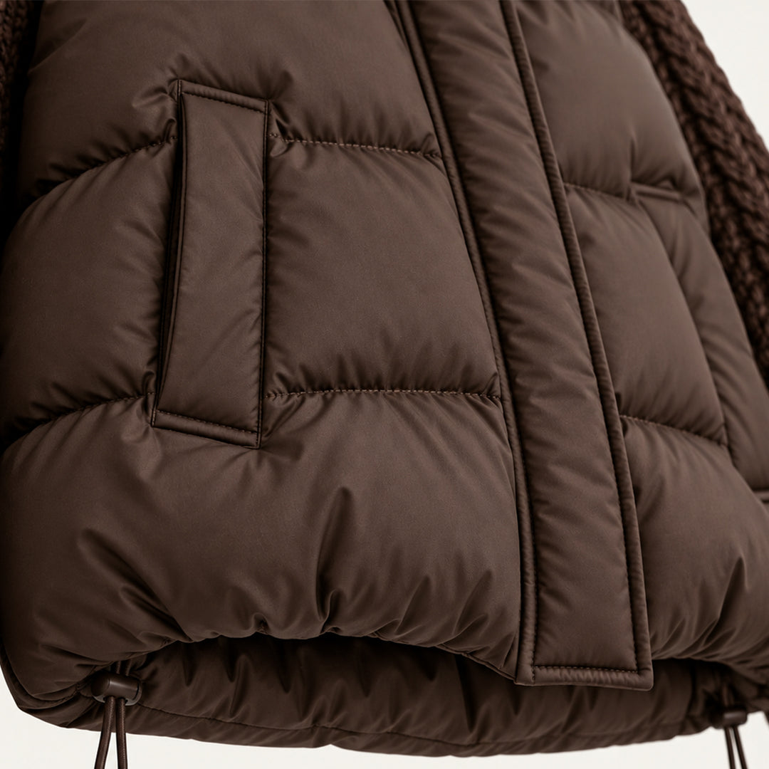 Women's Cable Knit Sleeve Puffer Jacket