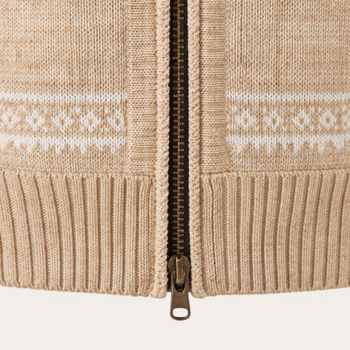 The Castello Men’s Knitted Zip Up Cardigan with Cable Pattern