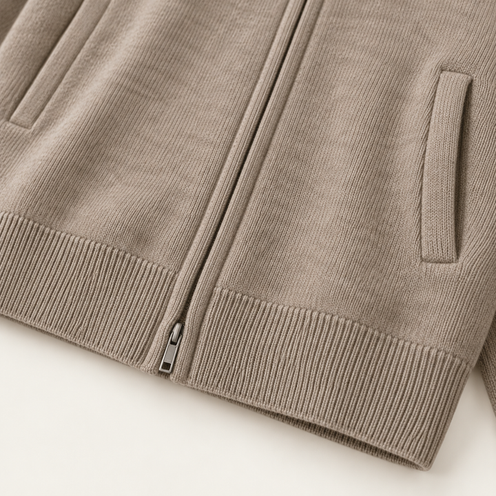The Roma Men's Luxury Knitted Wool Zip Cardigan