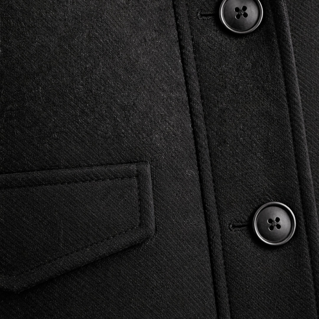 The Windermere Men’s Smart Wool Blend Jacket with Zipper and Button Closure