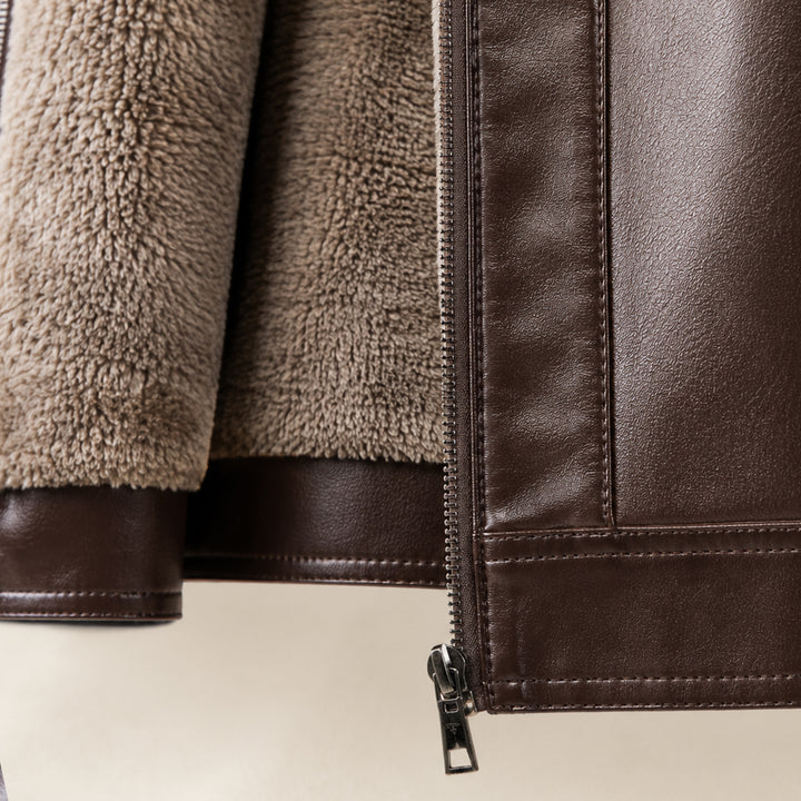 Men’s Winter Fleece Lined Faux Leather Jacket
