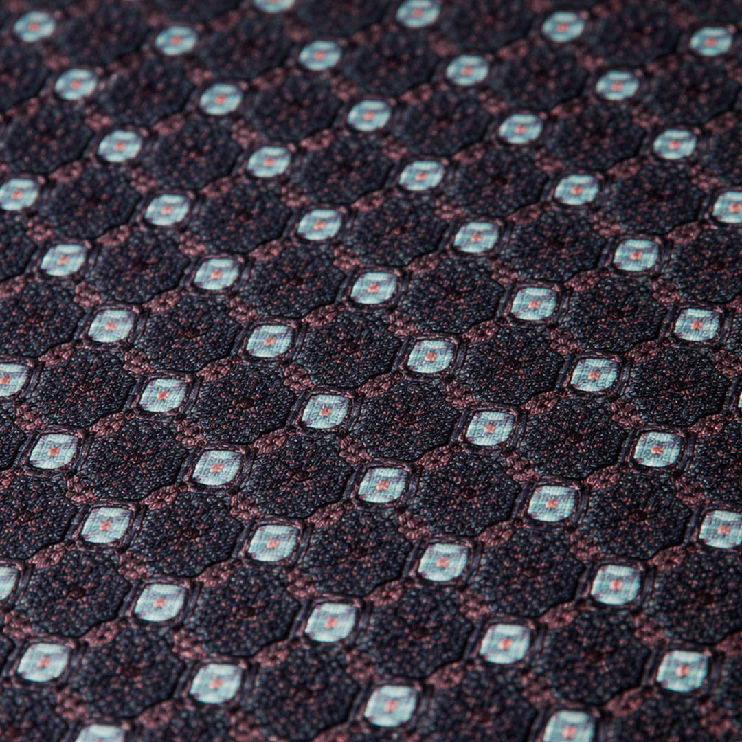 The Monterosso Men’s Luxury Silk Neck Tie - Patterned Navy Blue