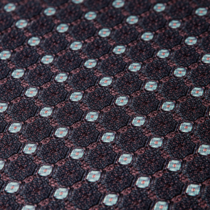The Monterosso Men’s Luxury Silk Neck Tie - Patterned Navy Blue
