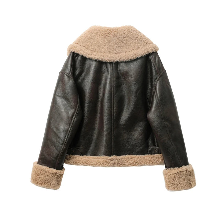 Women's Aviator Jacket with Faux Fur Trim