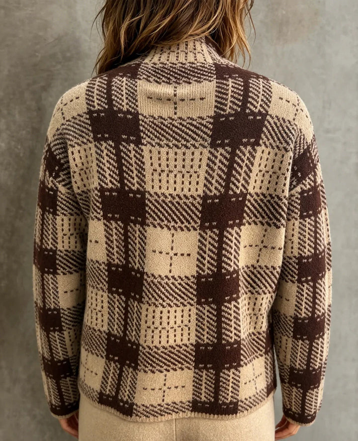Women’s Plaid Mock Neck Knit Sweater