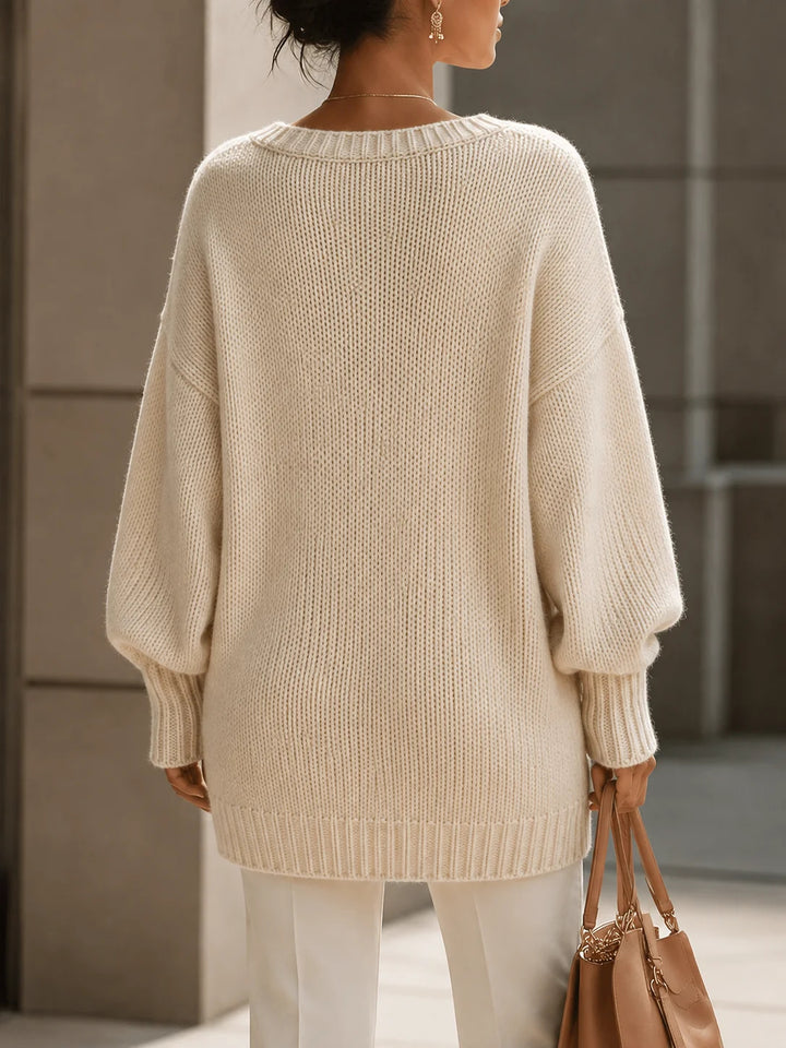 Women’s V Neck Cable Knit Sweater