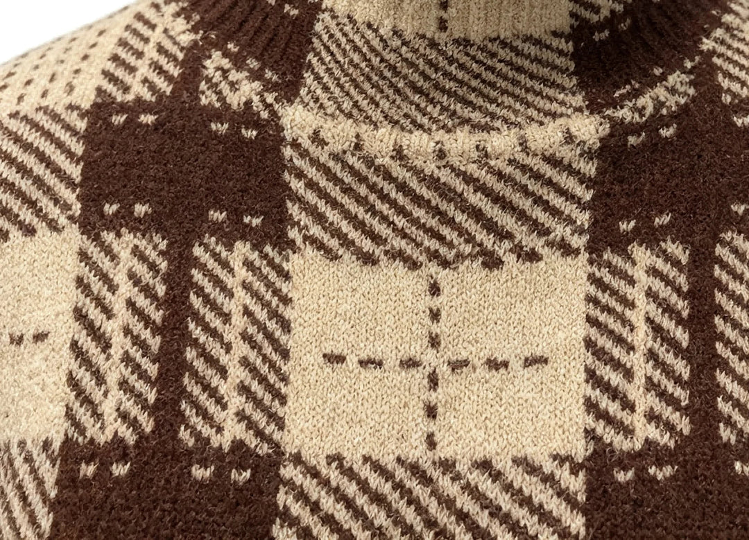 Women’s Plaid Mock Neck Knit Sweater