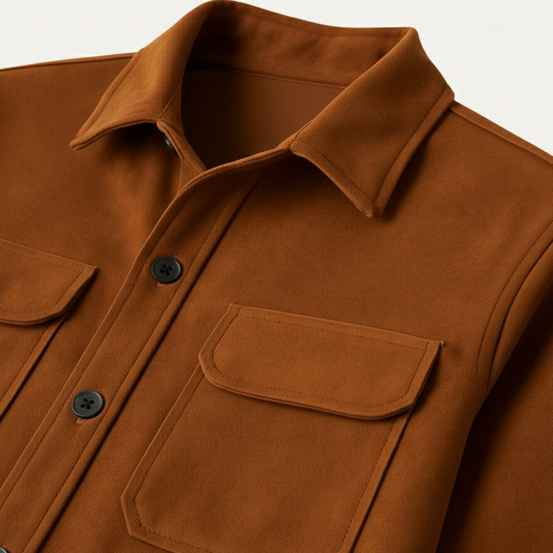 The Hyatt Men's Camel Overshirt - Slim Fit Luxury Jacket with Pockets